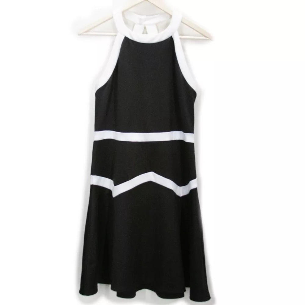 Paper Doll Black & White Chevron Skater Dress